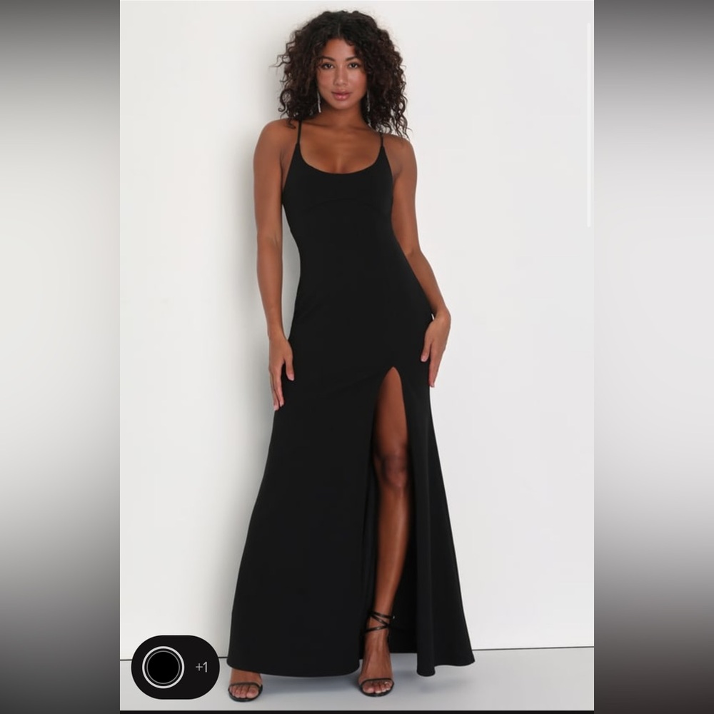Lulus Modern Sensation Black Scoop Neck Mermaid Maxi Dress size medium NWT